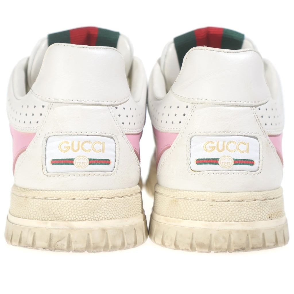 GUCCI(グッチ) Re-Web リウェブ シェリーライン レザー ローカットスニーカー シューズ #36 ホワイト/ピンク 785728 レディース