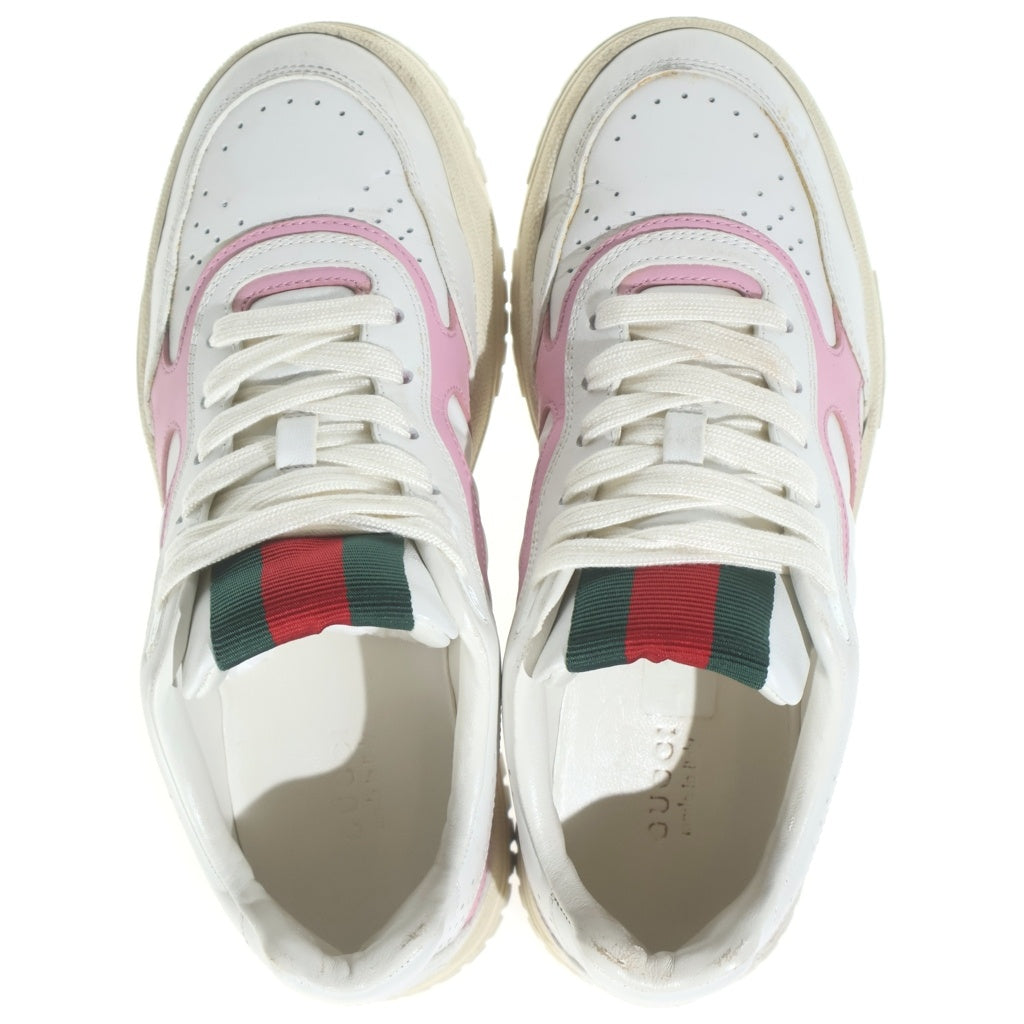 GUCCI(グッチ) Re-Web リウェブ シェリーライン レザー ローカットスニーカー シューズ #36 ホワイト/ピンク 785728 レディース