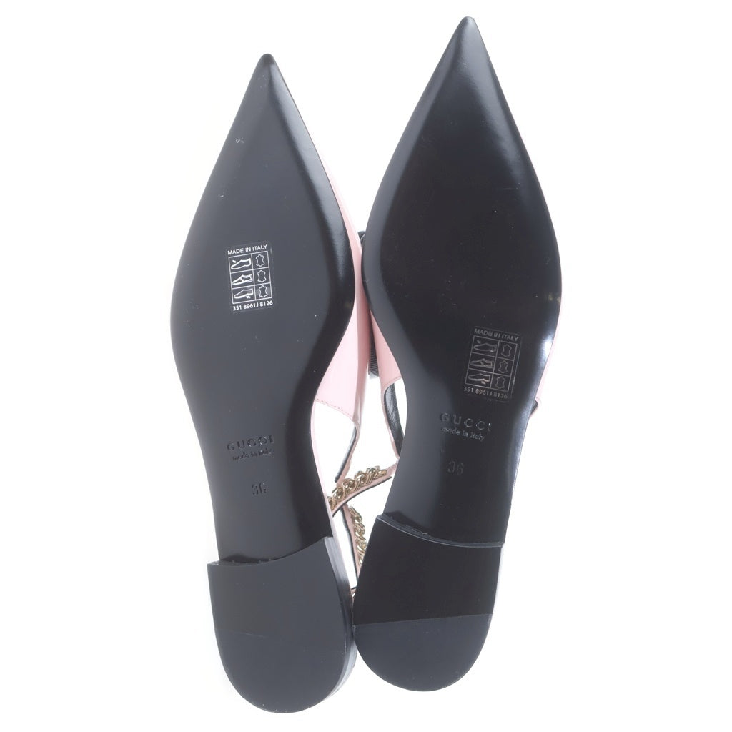 GUCCI(グッチ) シニョーリア スリングバックパンプス レザー フラットシューズ バレエシューズ #36 ピンク 786599 レディース