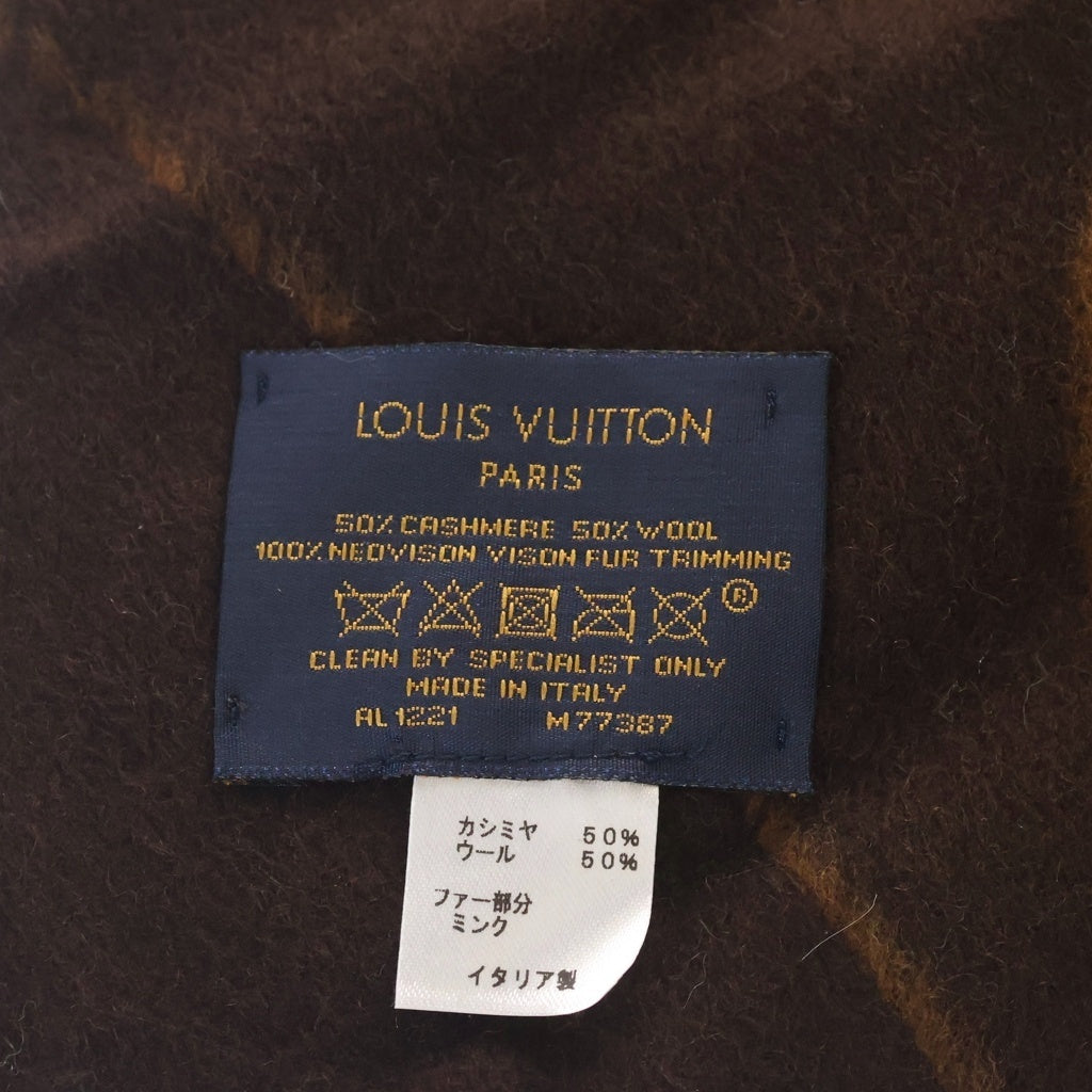 LOUIS VUITTON(ルイヴィトン) モノグラム エシャルプ・ジ アルティメット ファー カシミヤ ウール ストール マフラー ブラウン M77387 レディース