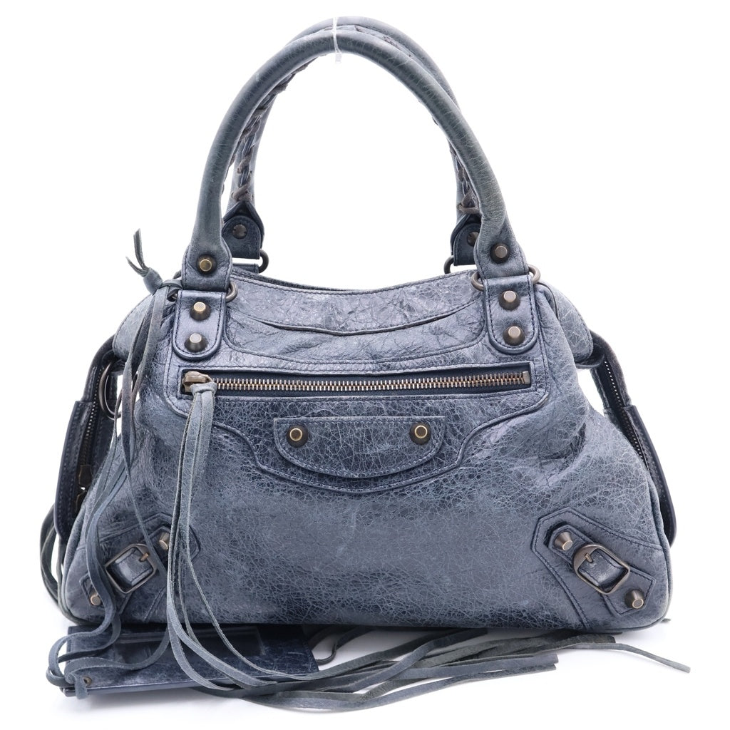 BALENCIAGA(バレンシアガ) ザ・タウン ハンドバッグ ネイビー レザー 240579 ゴールド金具 レディース