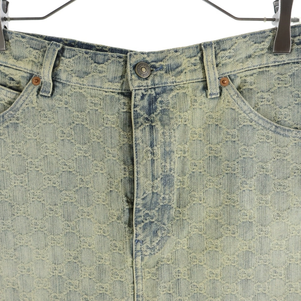 GUCCI(グッチ) GGデニムミニスカート コットン 総柄 ブルー 678789 レディース
