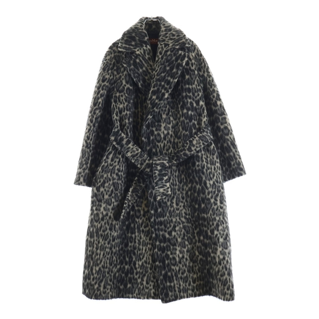 Max Mara(マックスマーラ) レオパードファーロングコート ウール アルパカ ブラック/ホワイト 601602236 レディース