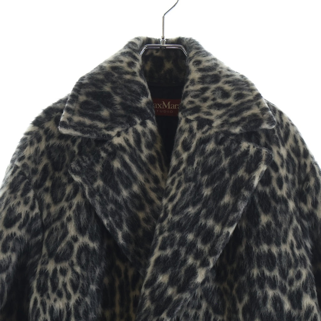 Max Mara(マックスマーラ) レオパードファーロングコート ウール アルパカ ブラック/ホワイト 601602236 レディース