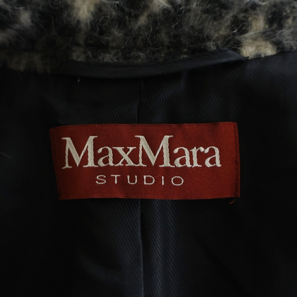 Max Mara(マックスマーラ) レオパードファーロングコート ウール アルパカ ブラック/ホワイト 601602236 レディース