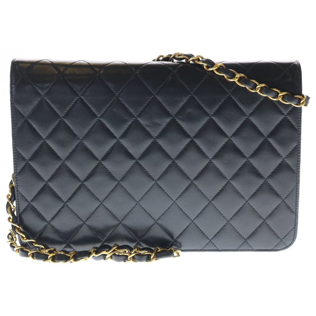 CHANEL(シャネル) マトラッセ25 プッシュロック ラムスキン ゴールド金具 チェーンショルダーバッグ ブラック レディース