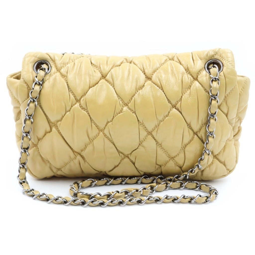 CHANEL(シャネル) マトラッセ24 バブルキルト ターンロック Sフラップ チェーンショルダーバッグ ブラウンベージュ レザー ガンメタ金具 レディース