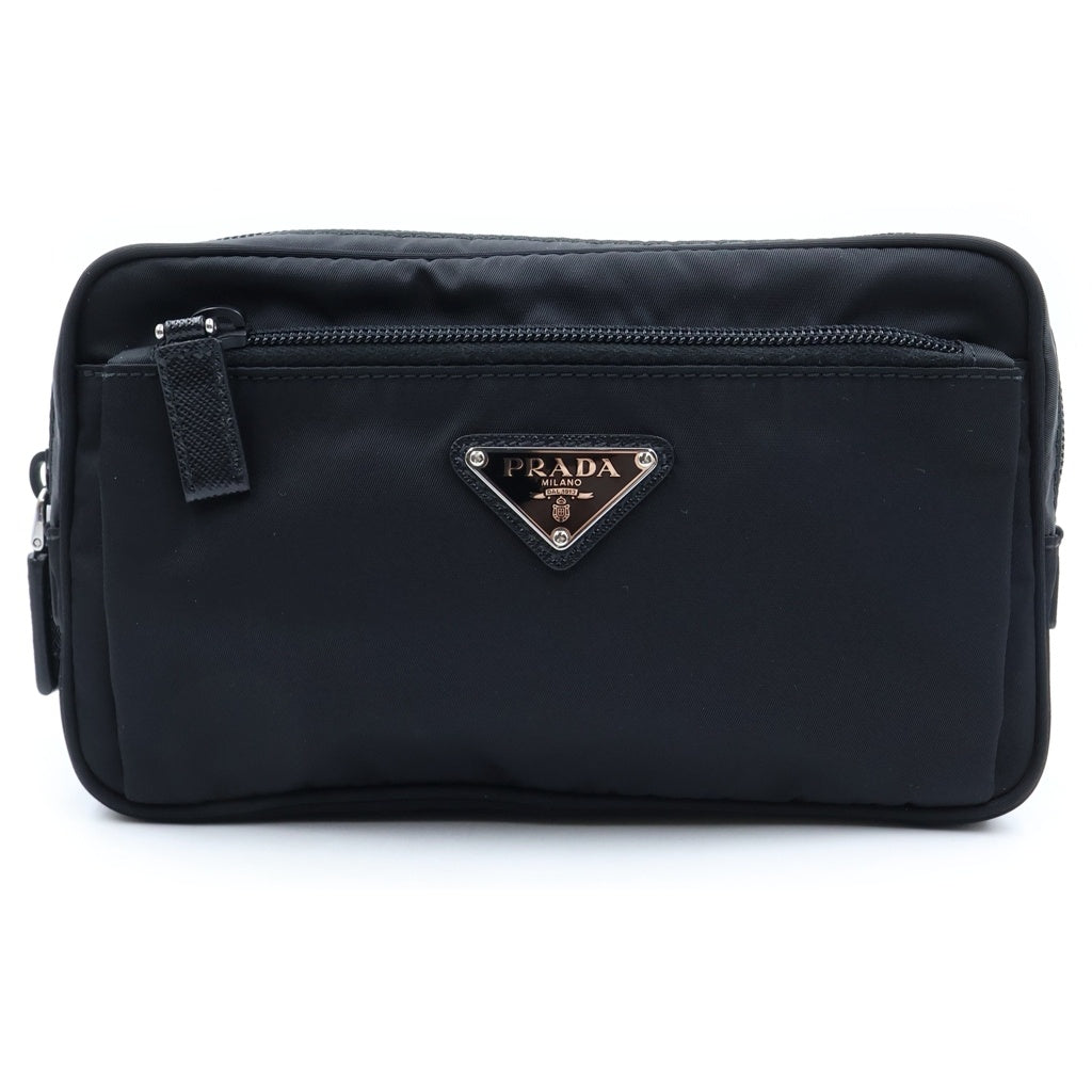 PRADA(プラダ) Re-Nylon トライアングルロゴ リナイロン ウエストバッグ ボディバッグ ナイロン サフィアーノレザー ブラック 2VL977 レディース