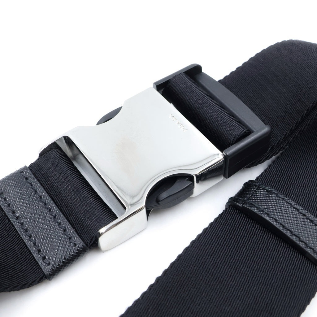 PRADA(プラダ) Re-Nylon トライアングルロゴ リナイロン ウエストバッグ ボディバッグ ナイロン サフィアーノレザー ブラック 2VL977 レディース