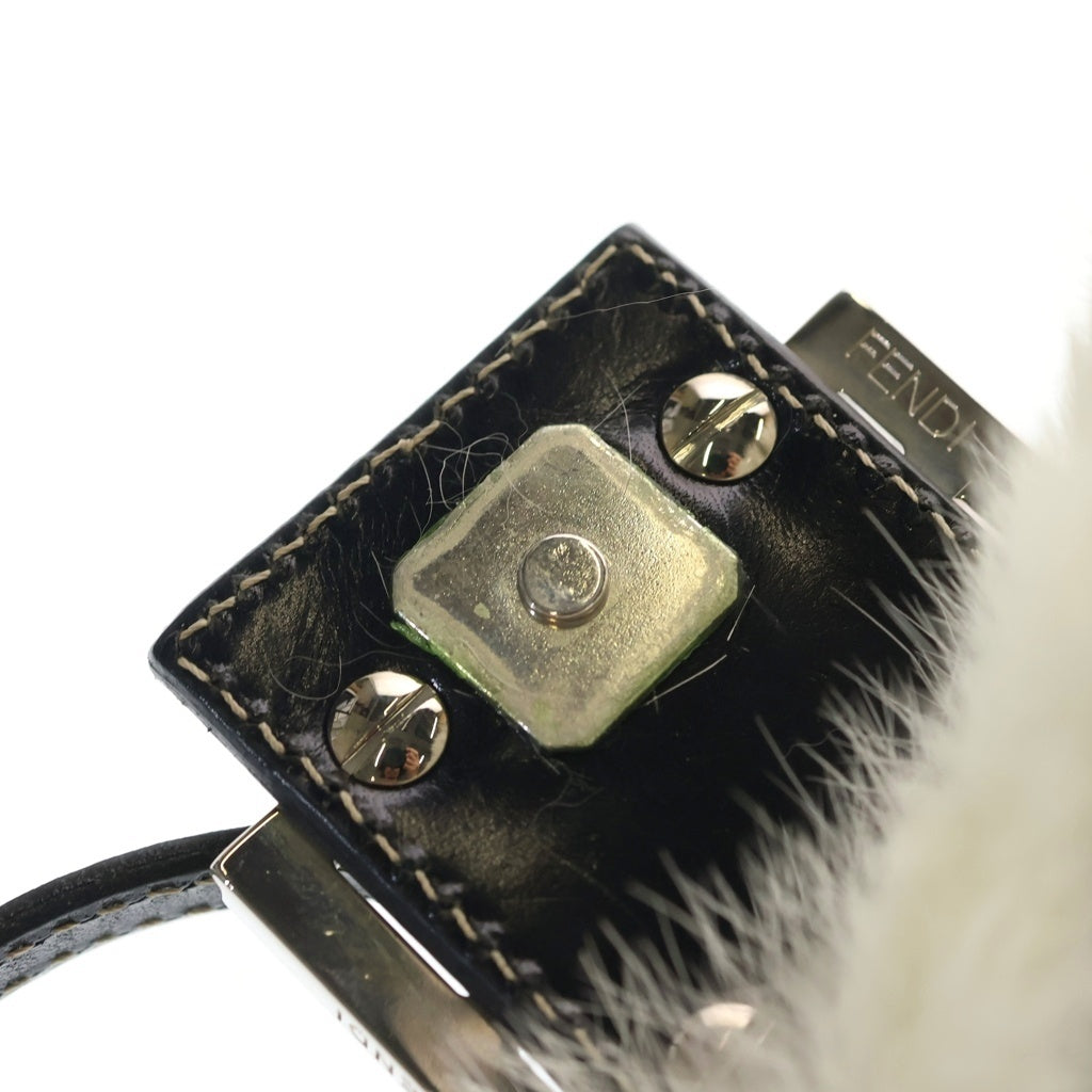 FENDI(フェンディ) マンマバケット ラビットファー FFロゴ ワンショルダーバッグ シルバー金具 ホワイト