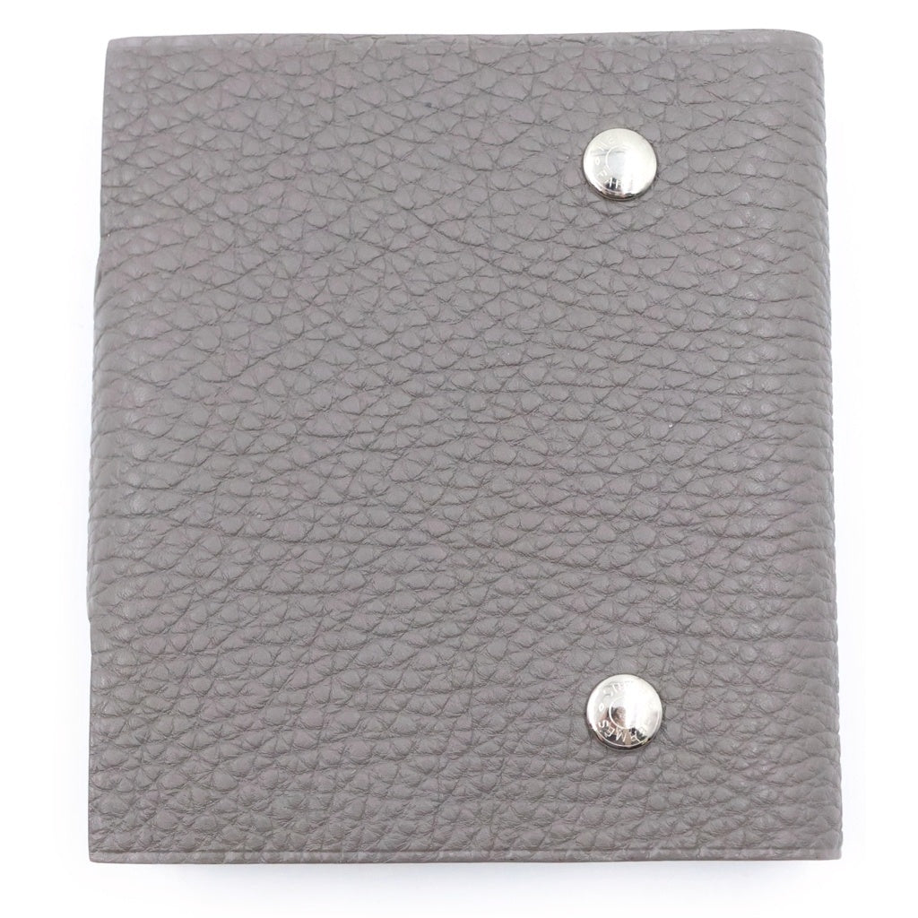HERMES(エルメス) ユリスPM トリヨンクレマンス レザー 手帳カバー シルバー金具 グレー □O刻印