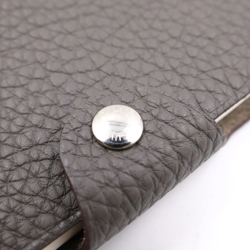HERMES(エルメス) ユリスPM トリヨンクレマンス レザー 手帳カバー シルバー金具 グレー □O刻印