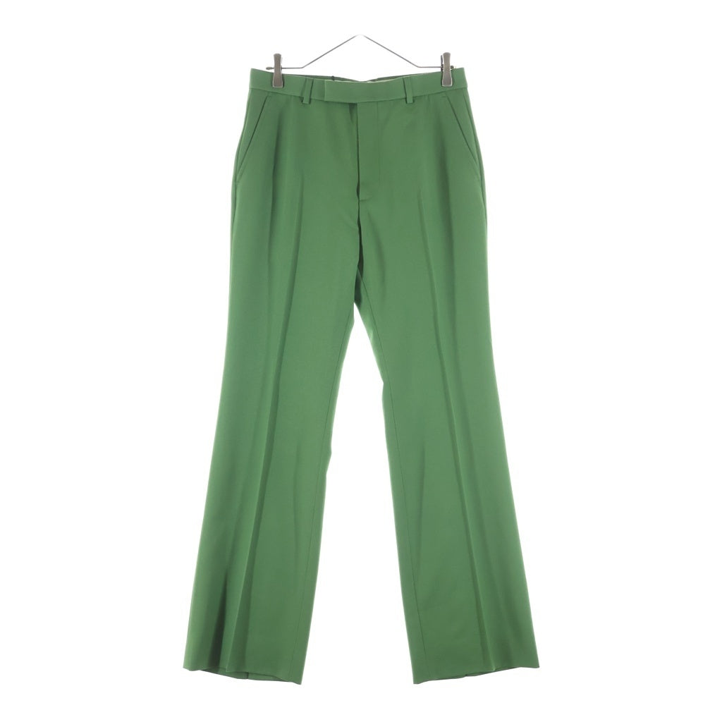 GUCCI(グッチ) 23SS センタープレス ストレートパンツ スラックス トラウザーズ ウール グリーン 672087