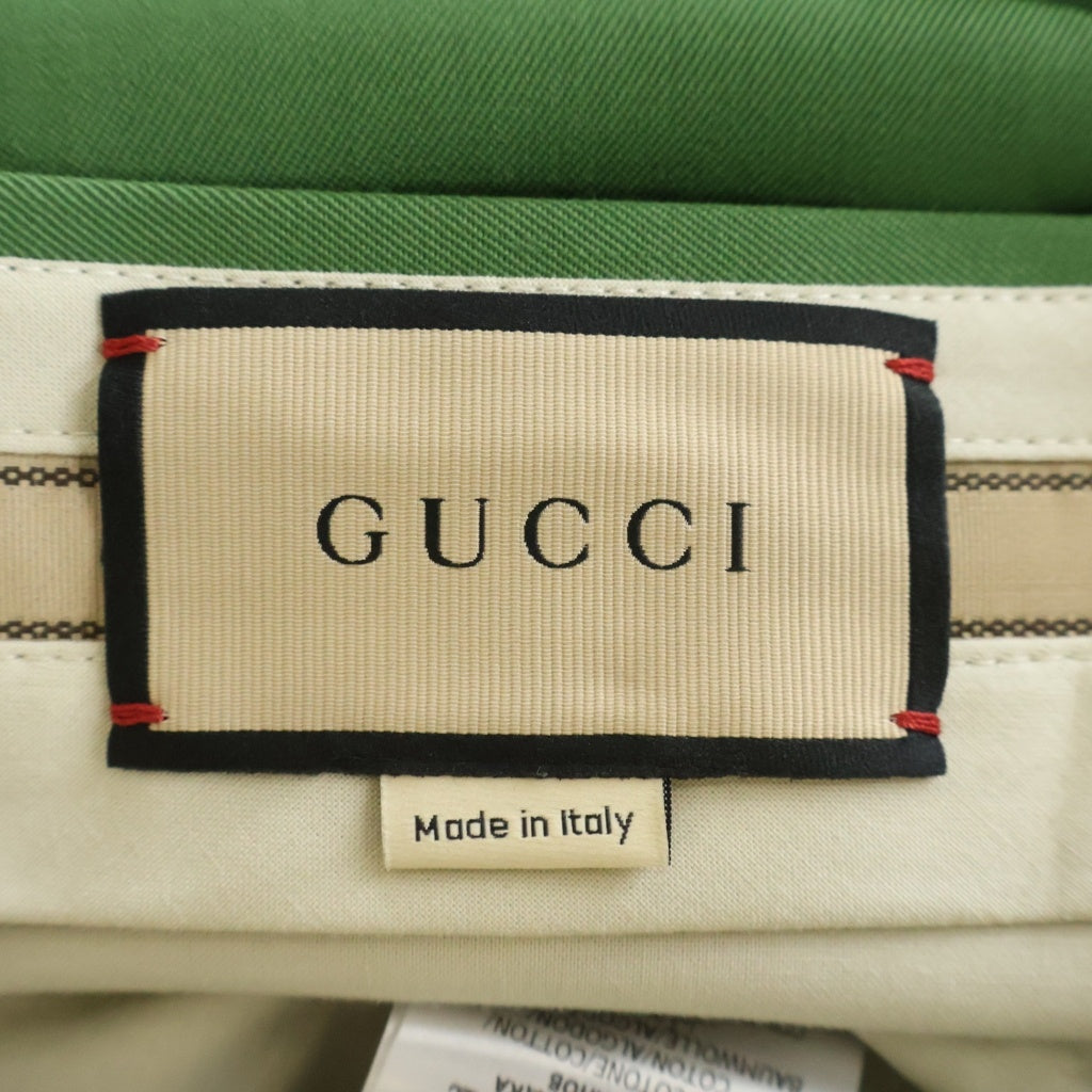 GUCCI(グッチ) 23SS センタープレス ストレートパンツ スラックス トラウザーズ ウール グリーン 672087