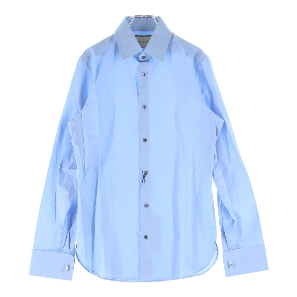 GUCCI(グッチ) COTTON POPLIN SHIRT コットン ポプリン レギュラーカラー長袖シャツ カフスボタン ブルー 535172 21131
