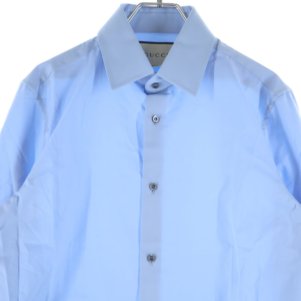 GUCCI(グッチ) COTTON POPLIN SHIRT コットン ポプリン レギュラーカラー長袖シャツ カフスボタン ブルー 535172 21131