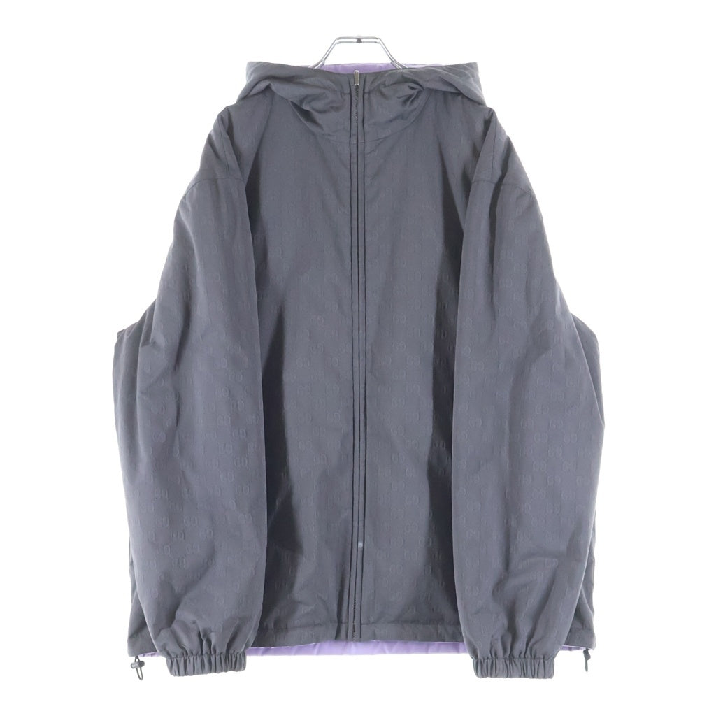 GUCCI(グッチ) 24AW GG Nylon Reversible Jacket ナイロン リバーシブルジャケット フード グレー/パープル 795697