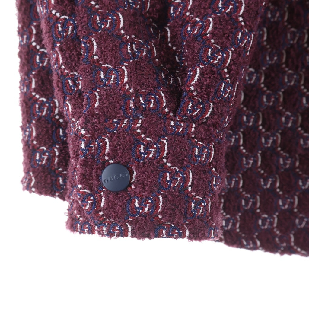 GUCCI(グッチ) 24AW Burgundy Boucle Padded Shirt バーガンディブークレ パデットシャツ ジャケット Gジャカード ウール 787904