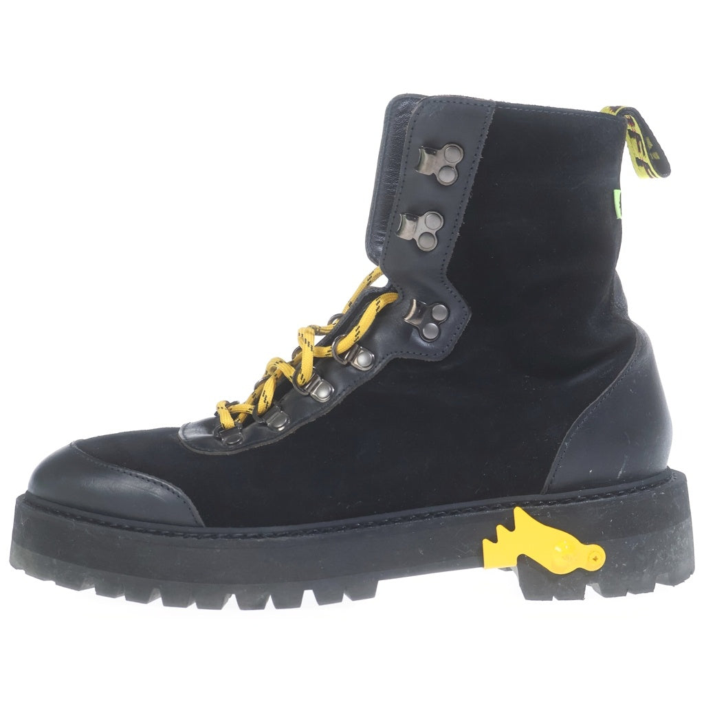 OFF-WHITE(オフホワイト) HIKING BOOT ハイキングブーツ スエードロングブーツ ラウンドトゥ レースアップ ブラック OMIA121E19D68002