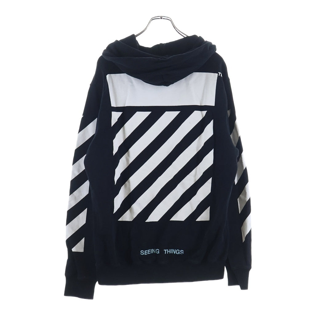 OFF-WHITE(オフホワイト) 17AW Diag Caravaggio Hoodie カラヴァッジオ プリントプルオーバースウェットパーカー フーディー ブラック OMBB003F17003016
