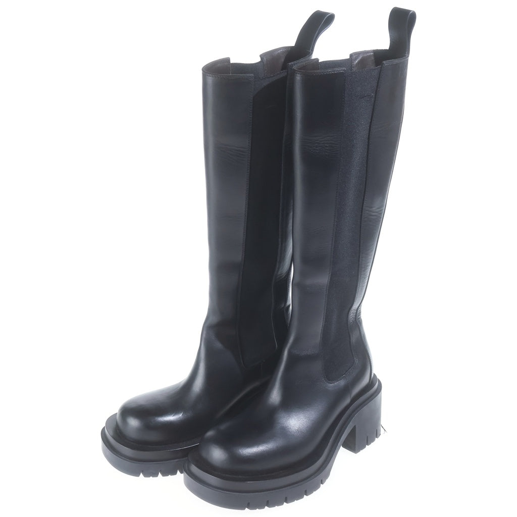 BOTTEGA VENETA(ボッテガヴェネタ) 21AW LUG KNEE HIGH BOOTS ラグソール ニーハイロングブーツ チャンキーソール サイドゴア ブラック 667146 VBS50 レディース