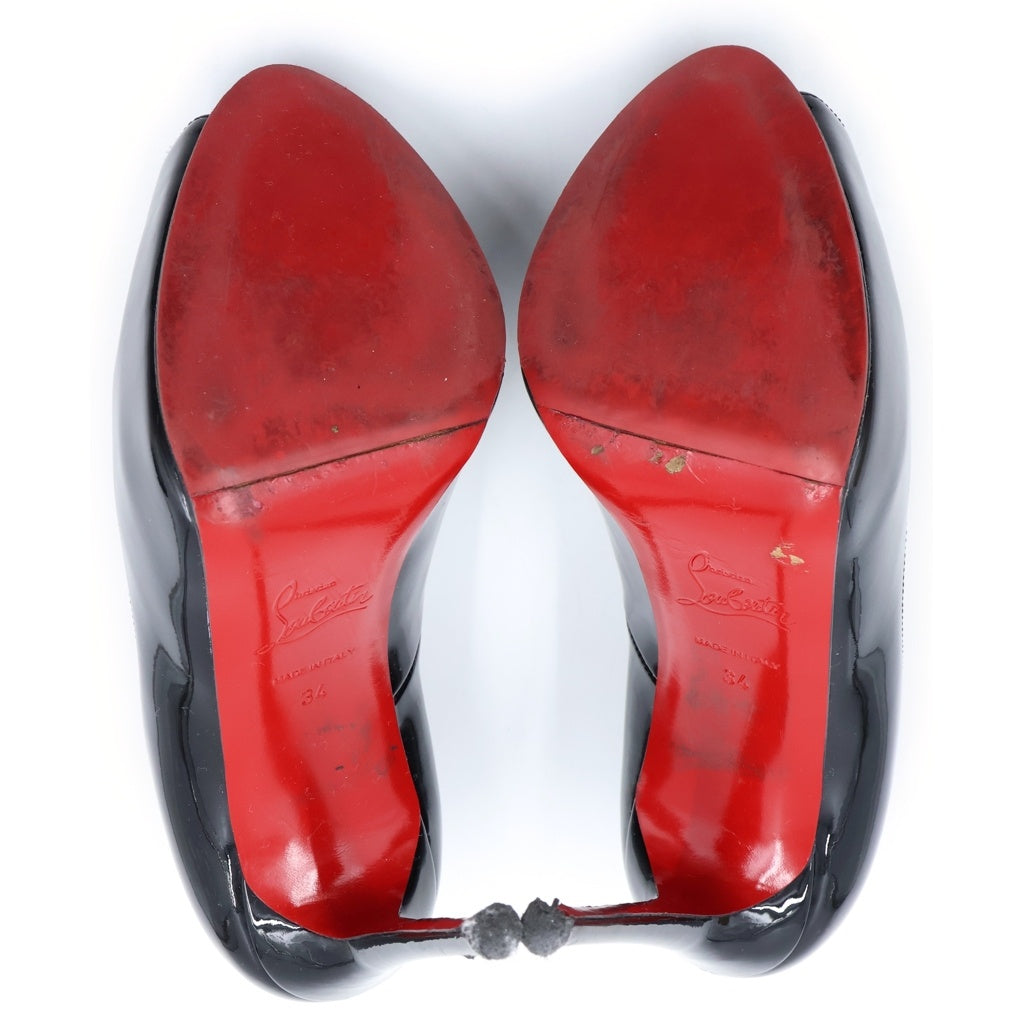 CHRISTIAN LOUBOUTIN(クリスチャンルブタン) New Very Prive パテントレザーパンプス シューズ オープントゥ ブラック レディース