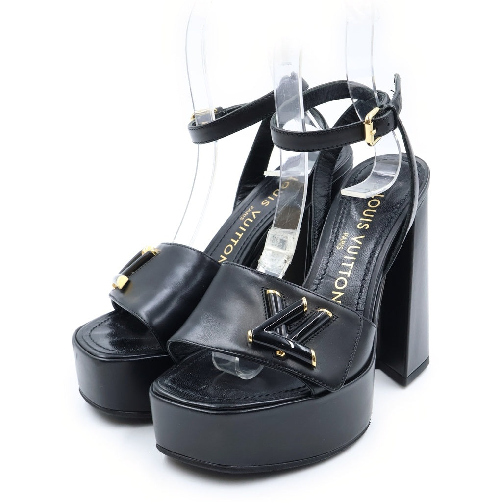 LOUIS VUITTON(ルイヴィトン) Mare Platform Sandal LV マーレ シェイクライン プラットフォームサンダル シューズ プレーンカーフレザー ノワール ブラック LW0223 1AK48J レディース