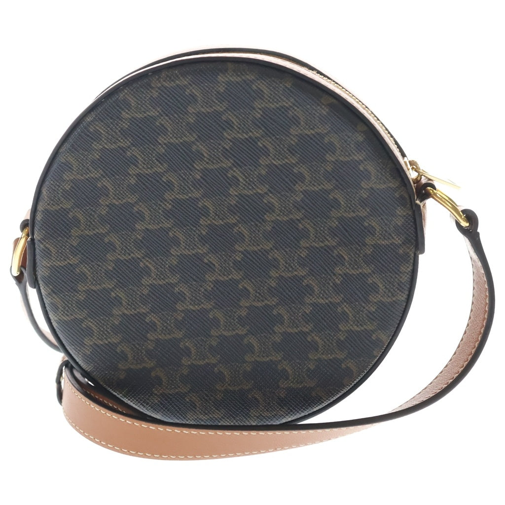 CELINE(セリーヌ) トリオンフ ラウンドパース ショルダーバッグ PVCコーティングキャンバス レザー ブラック/ブラウン 110G342CAM