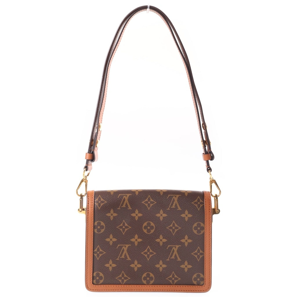 LOUIS VUITTON(ルイヴィトン) モノグラムリバース ドーフィーヌMINI ショルダーバッグ ブラウン レザー×PVC M45959 ゴールド金具 レディース