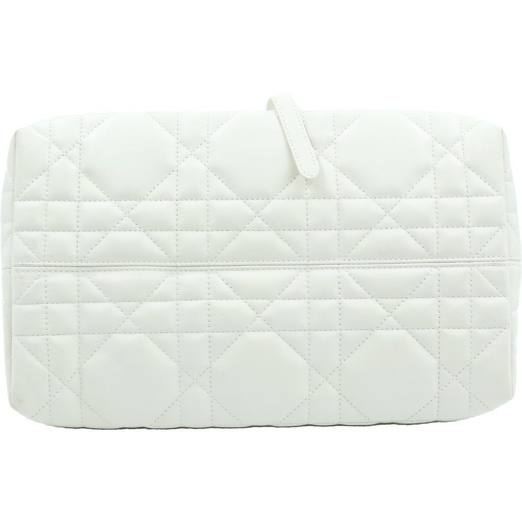 Christian Dior(クリスチャンディオール) トゥージュール ミディアム カナージュ レザー ハンドバッグ ゴールド金具 ホワイト レディース