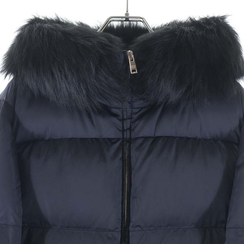 PRADA(プラダ) ロゴプレート ファーフード ダウンコート ネイビー 29P117 レディース