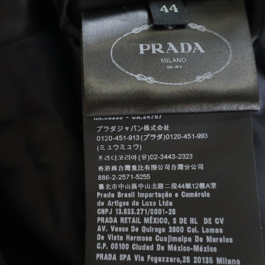 PRADA(プラダ) ロゴプレート ファーフード ダウンコート ネイビー 29P117 レディース