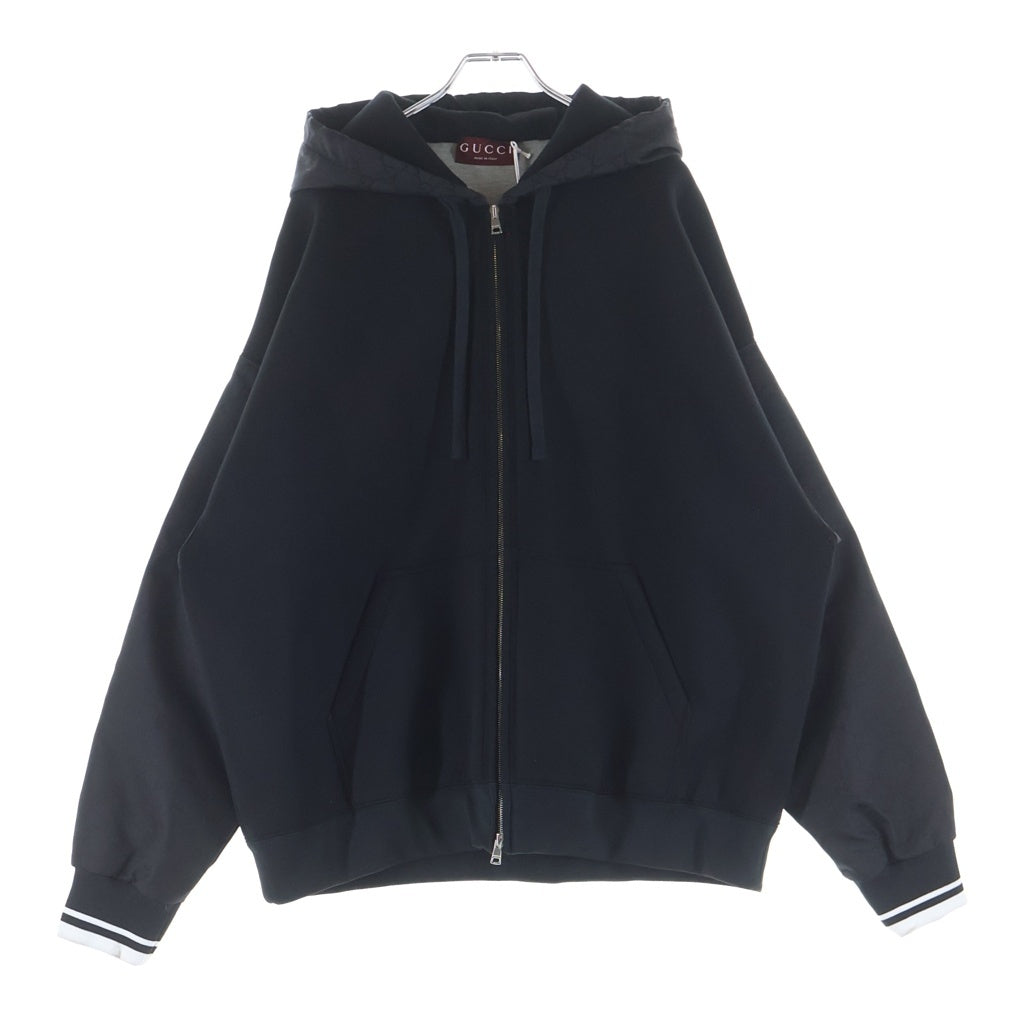 GUCCI(グッチ) GGキャンバス 切替 ジップアップ スウェットパーカー フーディー ブラック 825340 レディース