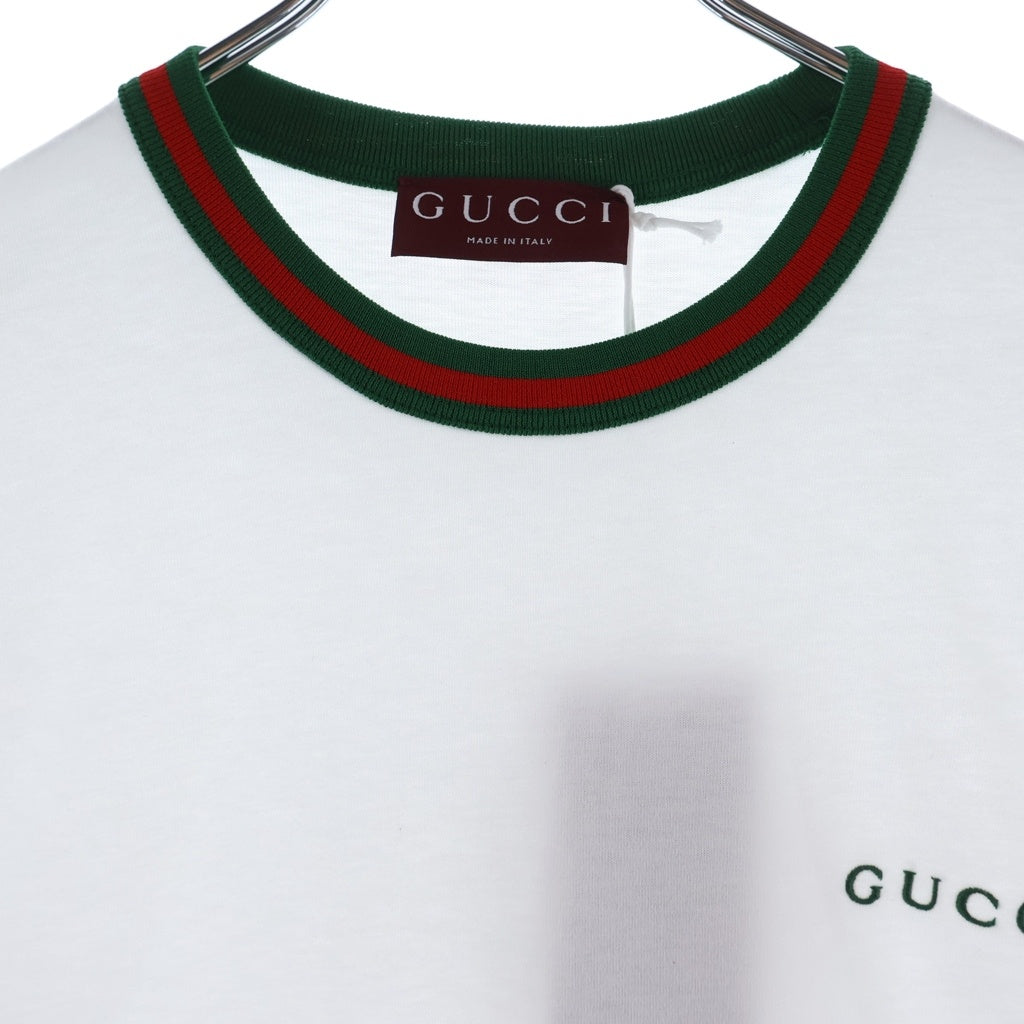 GUCCI(グッチ) 25AW コットンジャージー クルーネック半袖Tシャツ カットソー ホワイト #M 835640 レディース