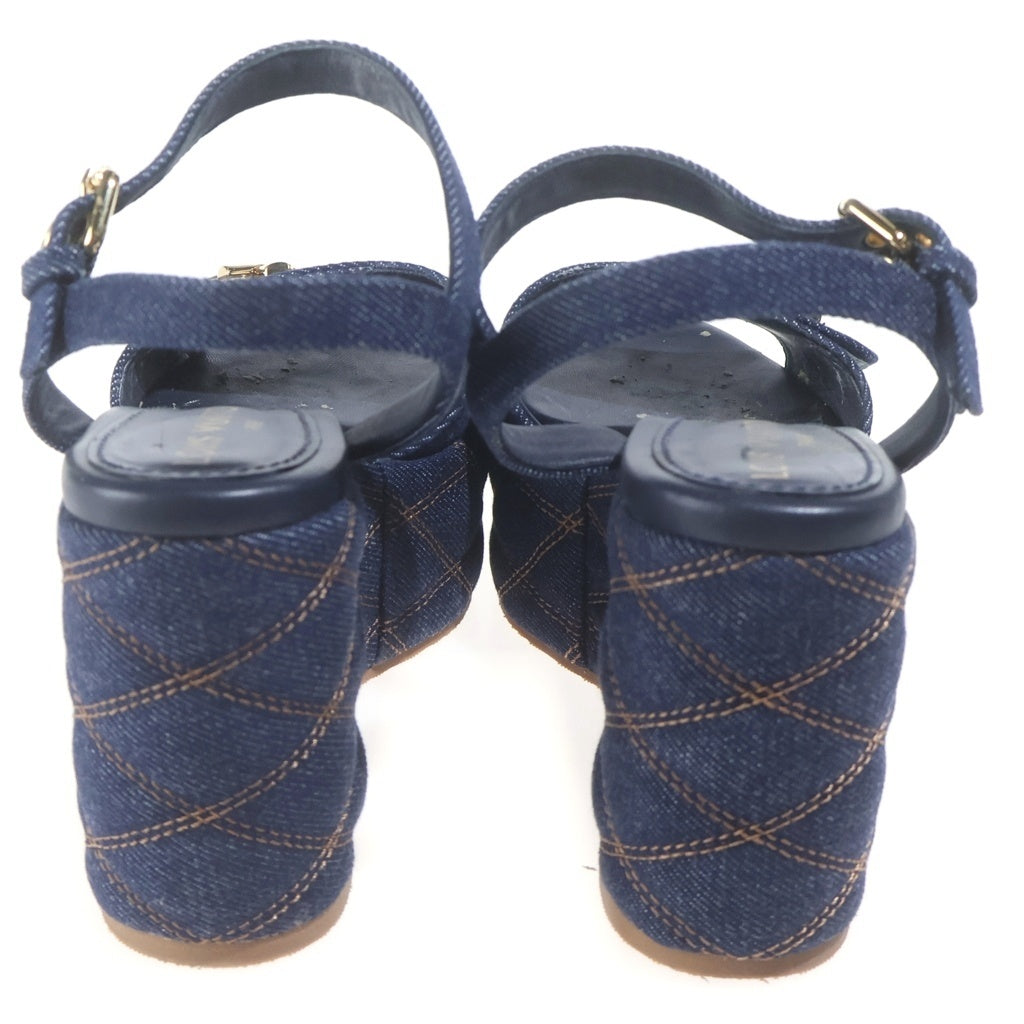 LOUIS VUITTON(ルイヴィトン) 23SSシェイクライン 厚底サンダル ネイビー デニム #36 1ACI5J レディース