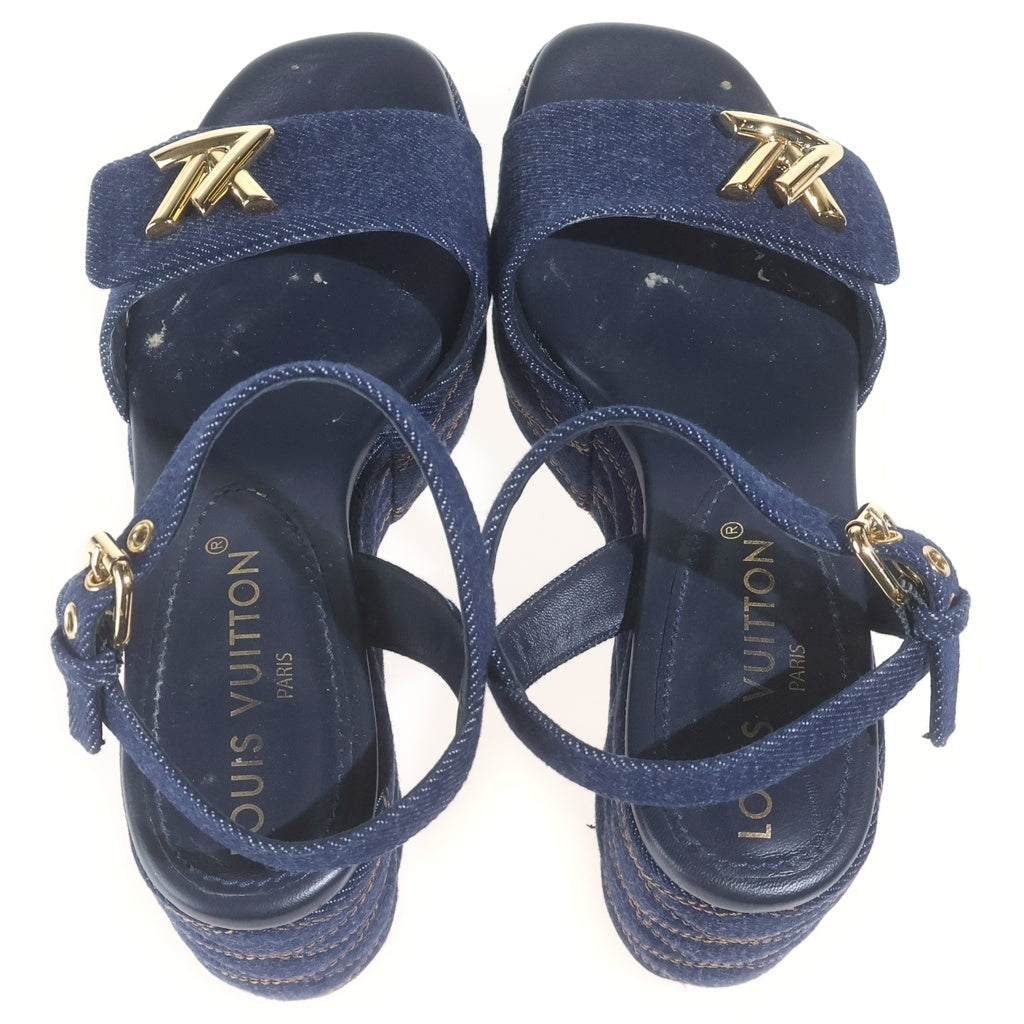 LOUIS VUITTON(ルイヴィトン) 23SSシェイクライン 厚底サンダル ネイビー デニム #36 1ACI5J レディース