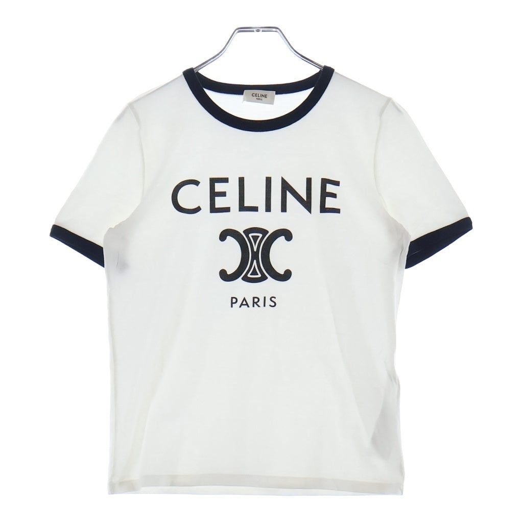 CELINE(セリーヌ) エディ期 トリオンフ ロゴクルーネックTシャツ カットソー ホワイト 2X872671Q レディース