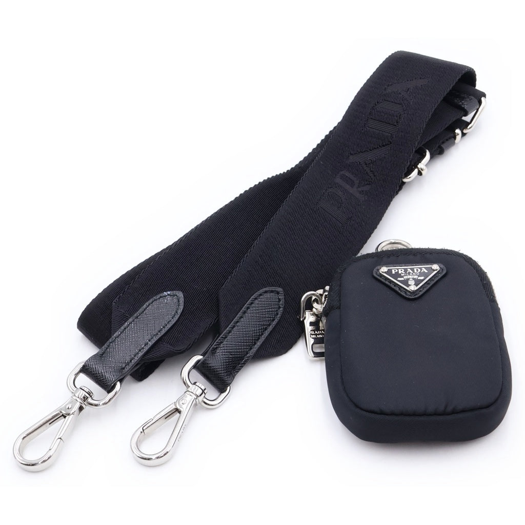 PRADA(プラダ) リナイロン ショルダーバッグ チェーンハンドバッグ ブラック ナイロン IBH204 シルバー金具 レディース