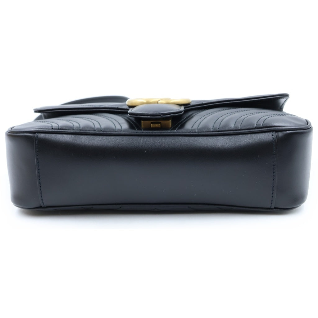 GUCCI(グッチ) GGマーモント チェーンショルダーバッグ ブラック レザー 443497 ゴールド金具 レディース