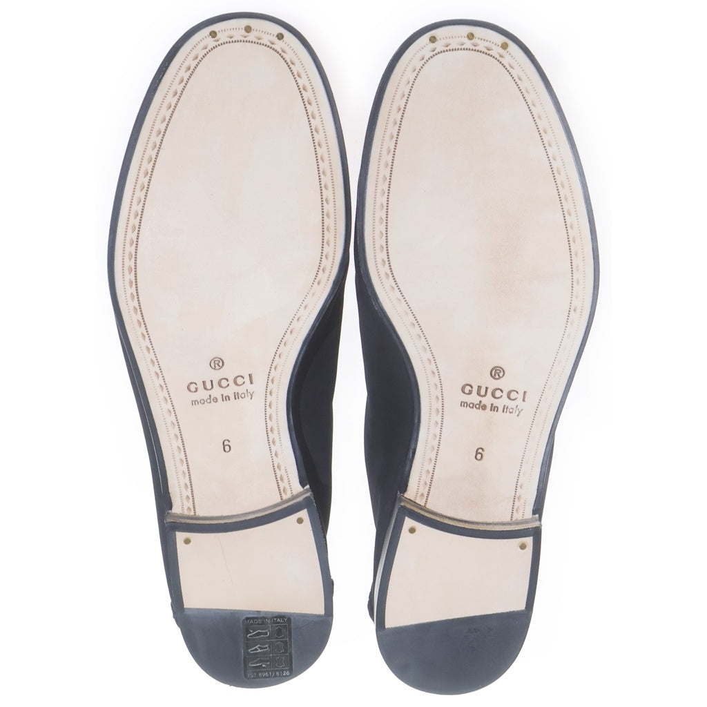 GUCCI(グッチ) 1953 ホースビット スエードレザー ローカットシューズ ローファー シルバー金具 ブラック レディース