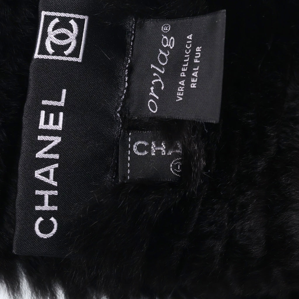 CHANEL(シャネル) CCココマーク オリラグファーマフラー ブラック レディース