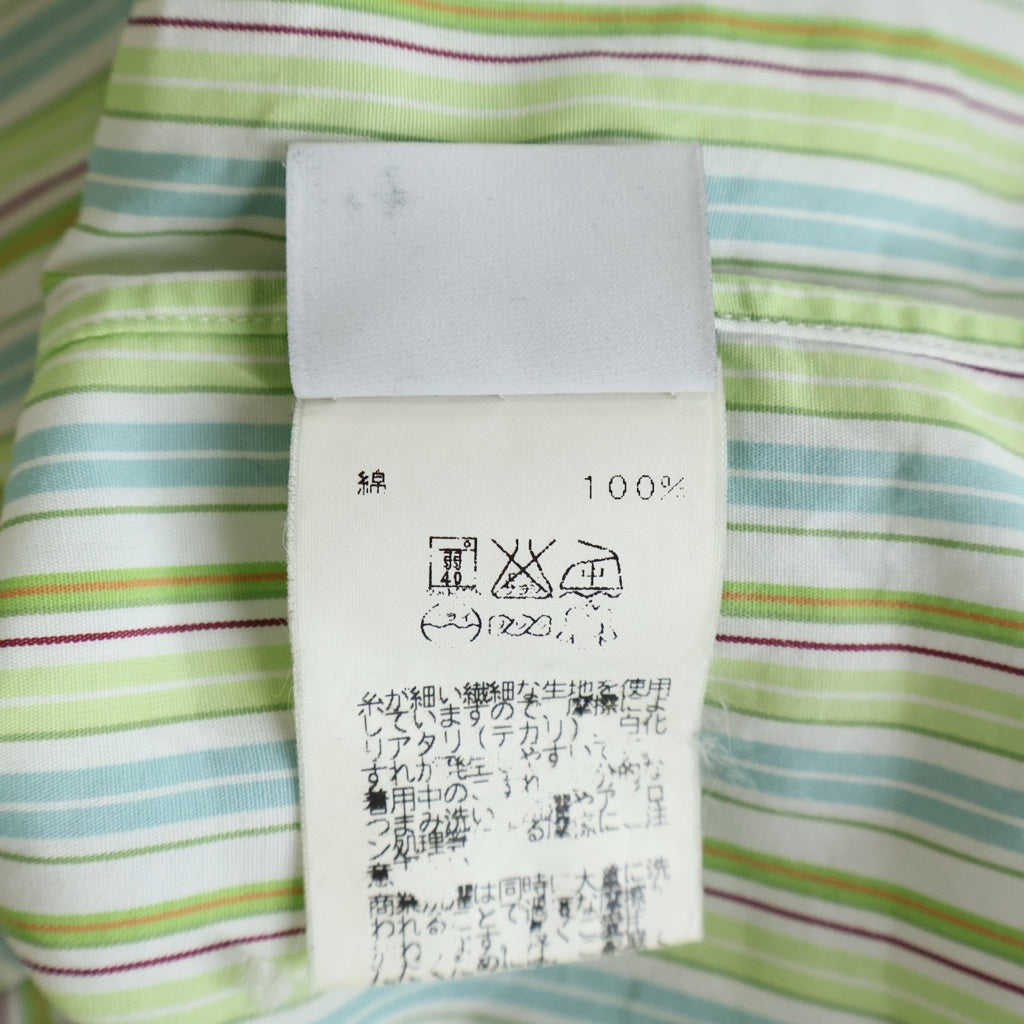 HERMES(エルメス) コットンストライプ長袖シャツ ライトグリーン レディース