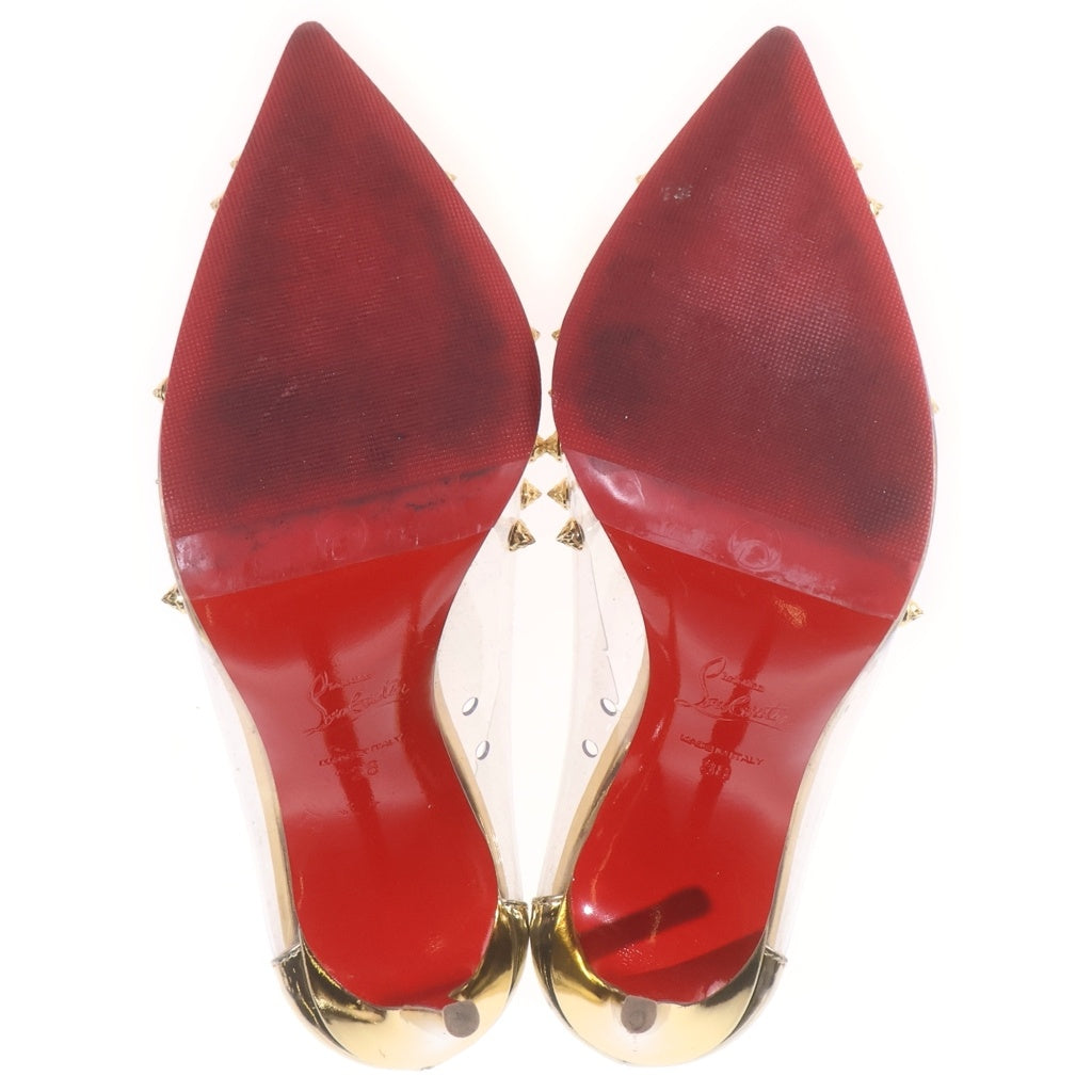 CHRISTIAN LOUBOUTIN(クリスチャンルブタン) スタッズ クリア ハイヒールパンプス ゴールド レディース