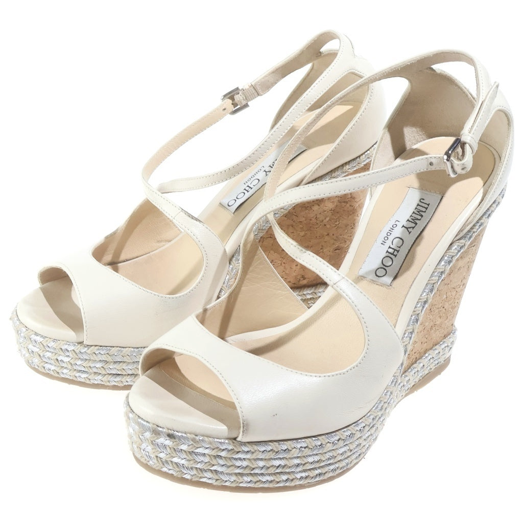 JIMMY CHOO(ジミーチュウ) ウェッジ厚底サンダル ブラウン×ホワイト レディース