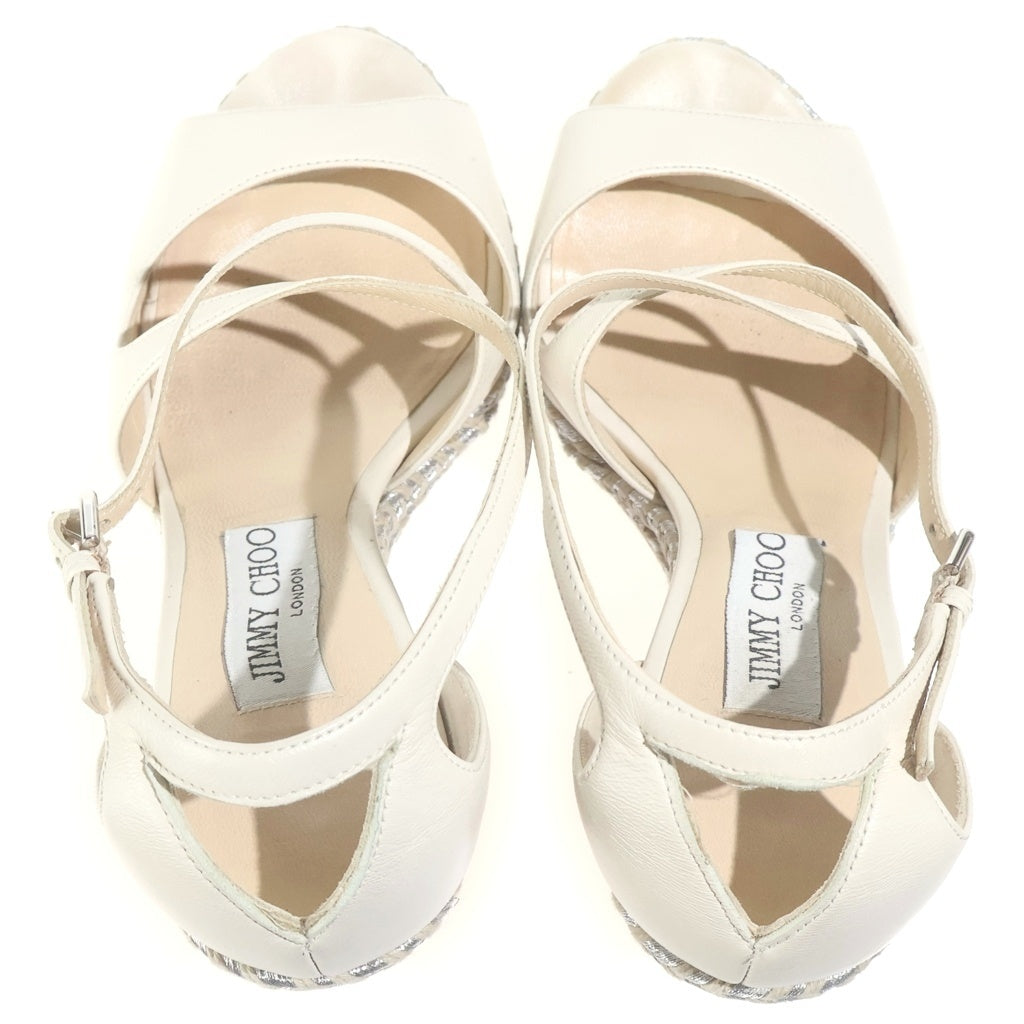 JIMMY CHOO(ジミーチュウ) ウェッジ厚底サンダル ブラウン×ホワイト レディース