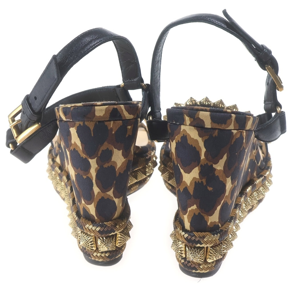 CHRISTIAN LOUBOUTIN(クリスチャンルブタン) スタッズ ウェッジ厚底サンダル ゴールド レディース