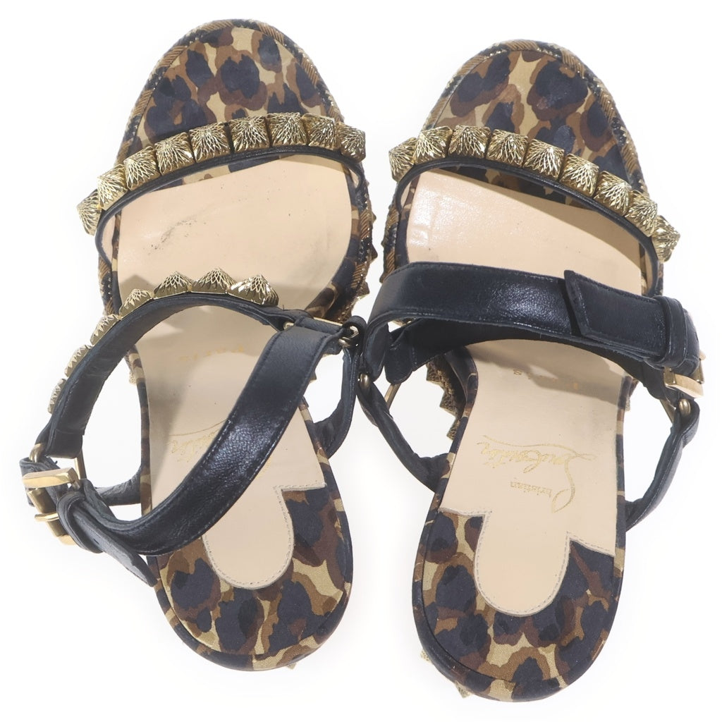 CHRISTIAN LOUBOUTIN(クリスチャンルブタン) スタッズ ウェッジ厚底サンダル ゴールド レディース