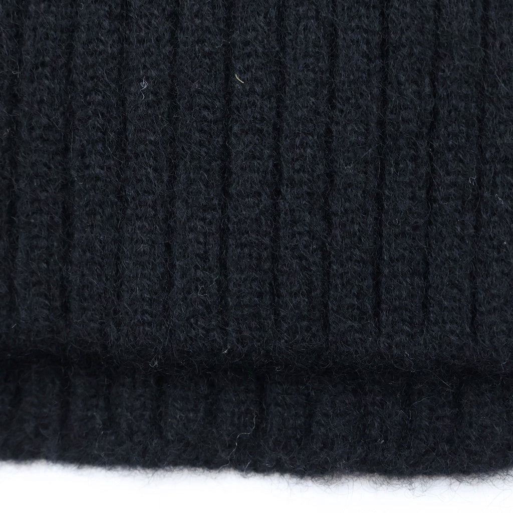 CHANEL(シャネル) Cashmere Stall ロゴ刺繍 リブ編みカシミヤストール マフラー イタリア製 ブラック レディース