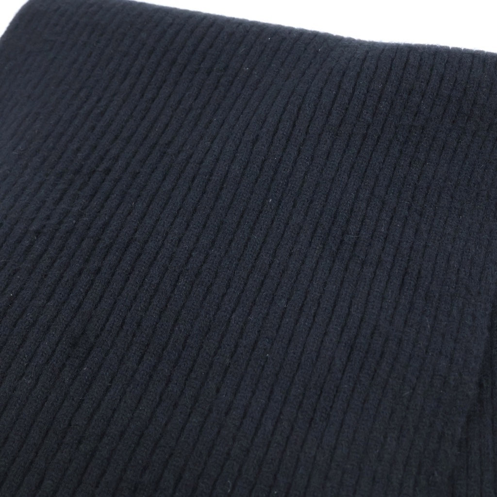 CHANEL(シャネル) Cashmere Stall ロゴ刺繍 リブ編みカシミヤストール マフラー イタリア製 ブラック レディース