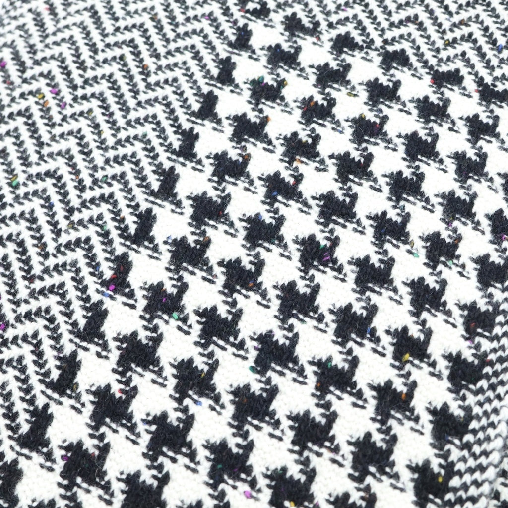 CHANEL(シャネル) Cashmere Stallココマーク 千鳥柄カシミヤストール マフラー ロゴ ブラック/ホワイト レディース